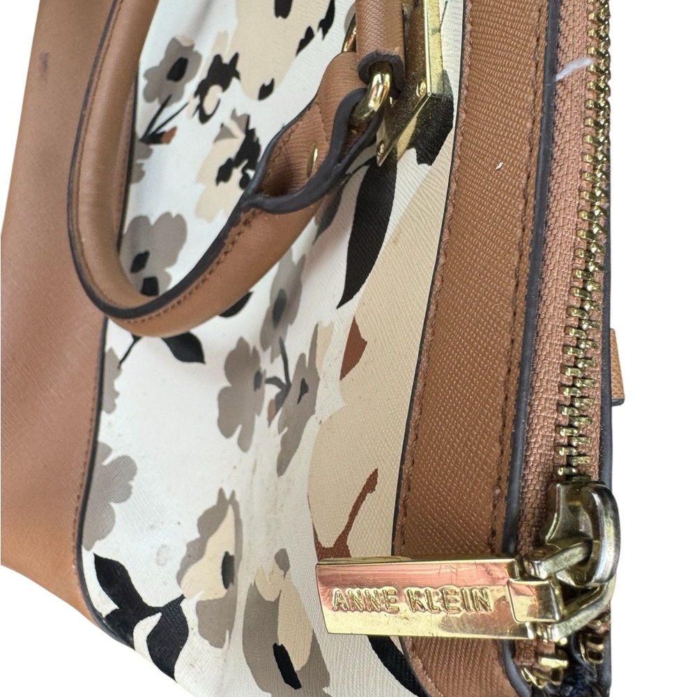 Anne Klein Tan and Cream Floral Tote